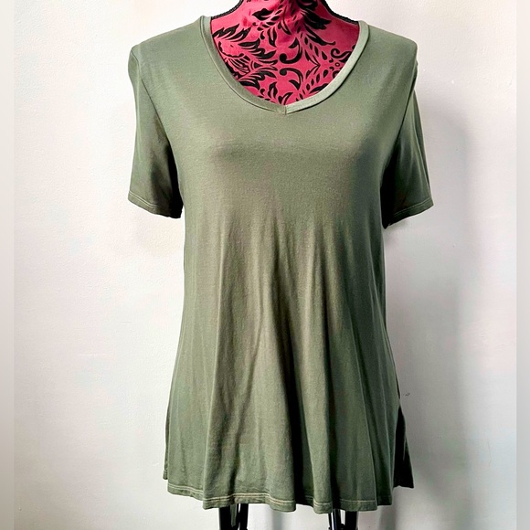 NWOT GROCERIES APPAREL V-Neck Asymmetrical Short Sleeve T-Shirt w/Sash Small - Picture 1 of 10